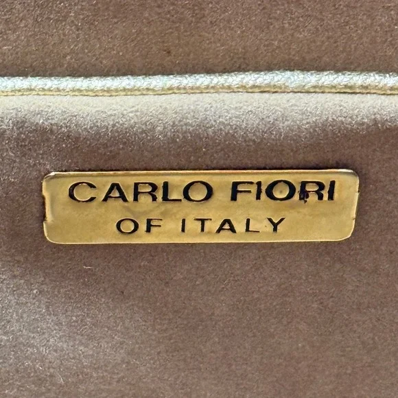 Carlo Fiori of Italy Vintage Cowhide Leather Clutch Bag Tan Cream - Picture 6 of 8